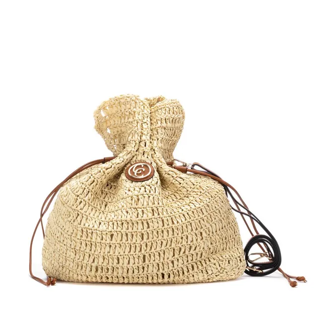 Carmela 18622001 sac épaule raphia beige 40 cm