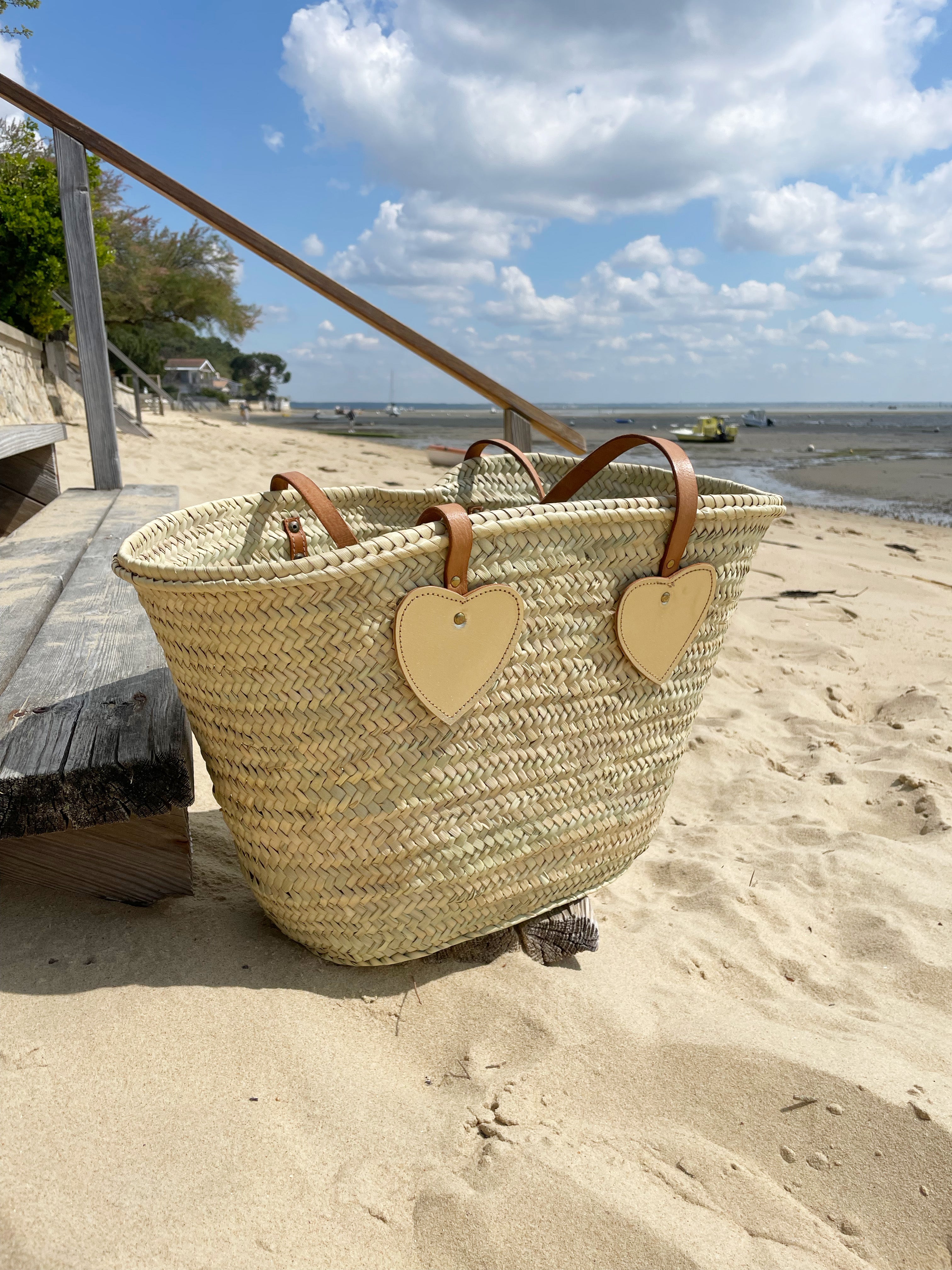 Coralie Masson Gilberte panier tressé doré 63 cm