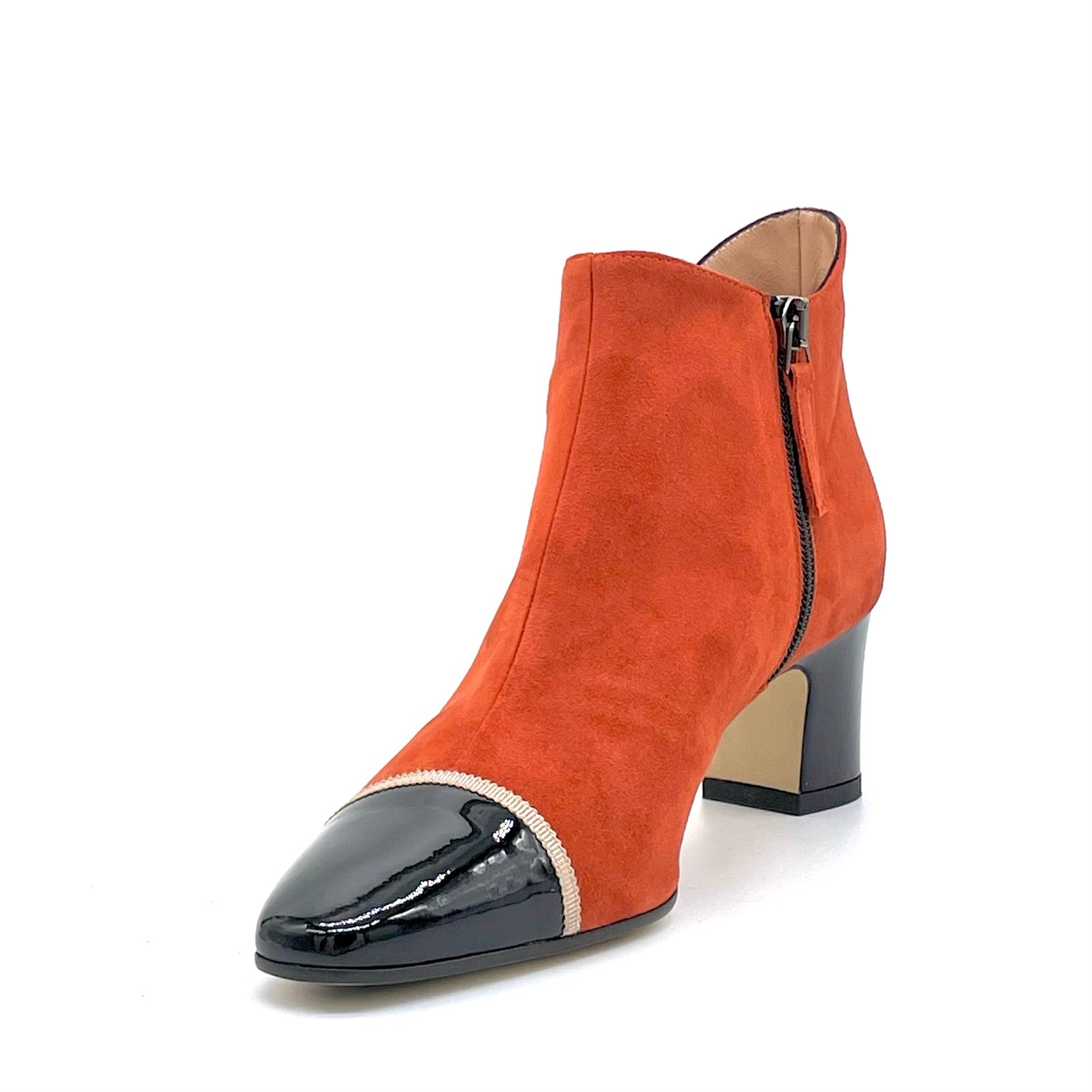 Elata 54541-1 bottine suède citrouille talon 5,5 cm