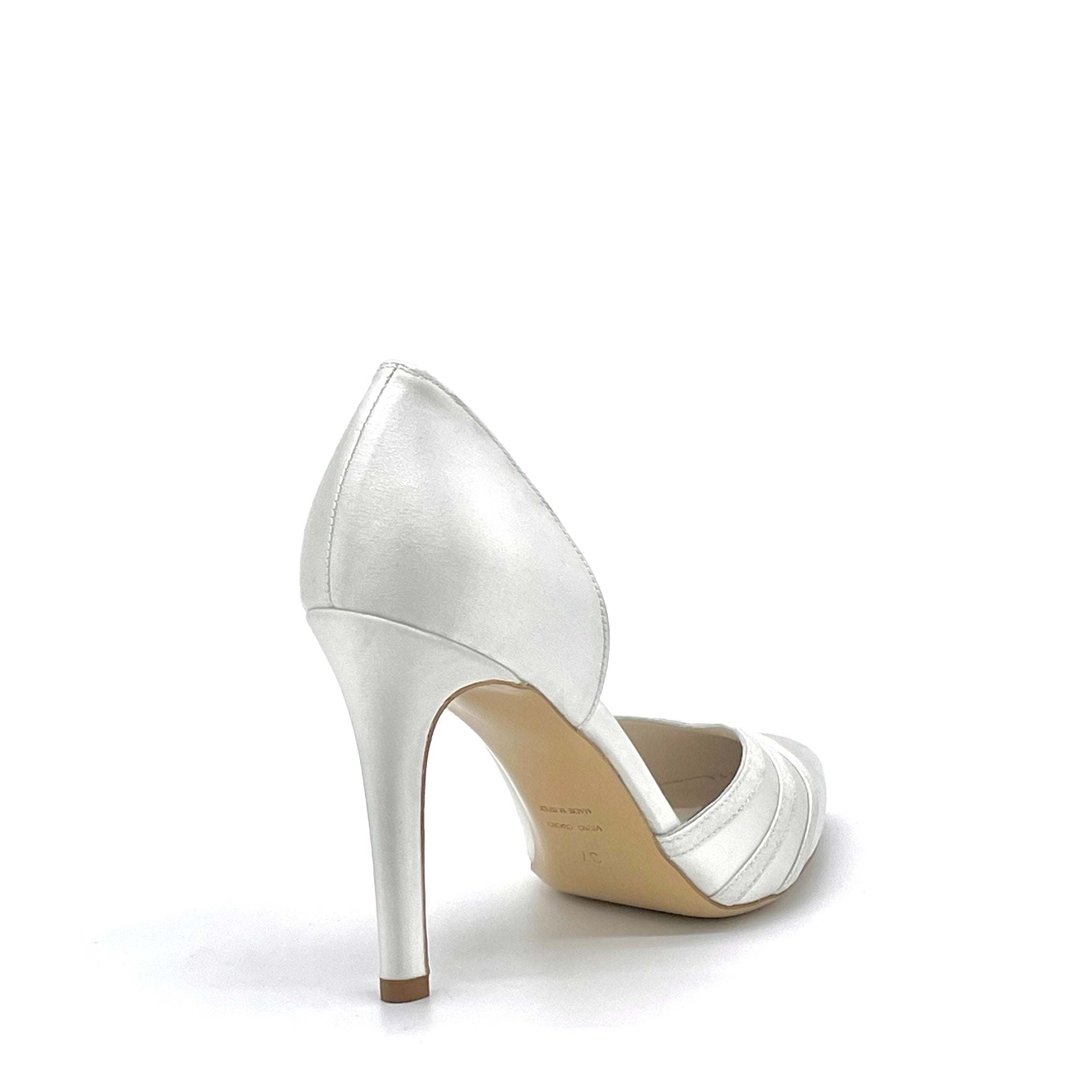 Elata S2442 escarpins satin blanc mariée 9,5 cm