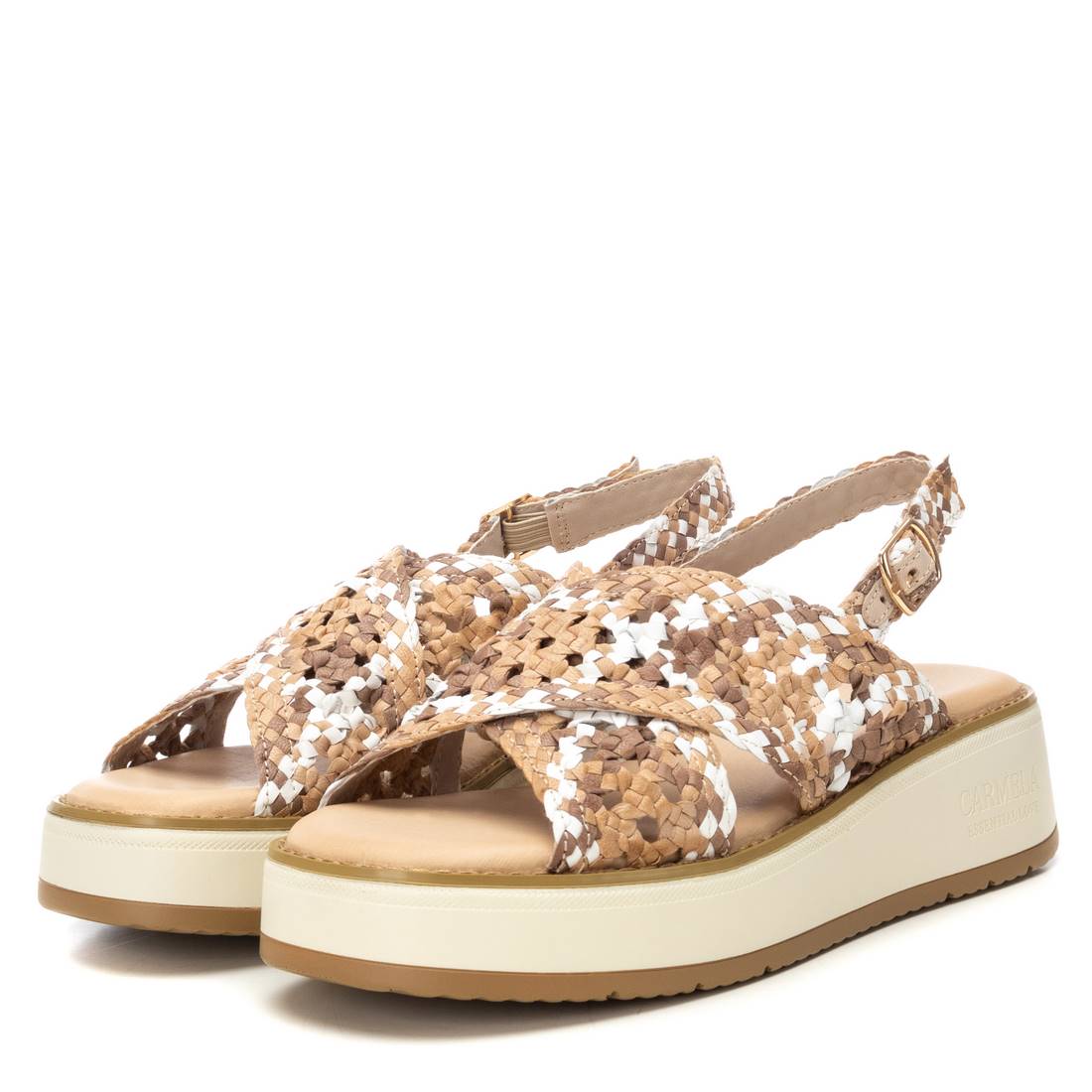 Carmela 16230602 sandale femme cuir tressée plate boucle
