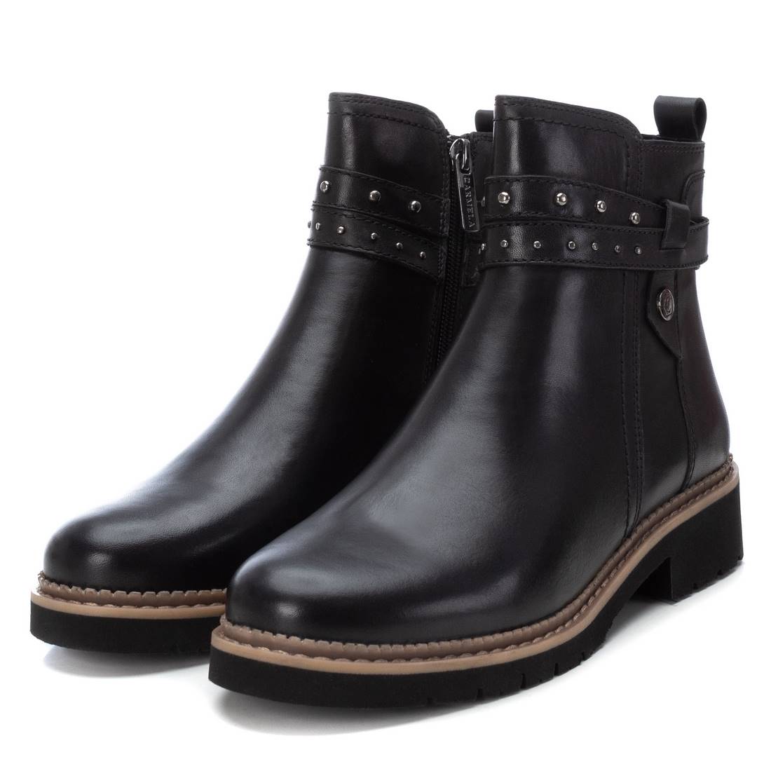 Carmela 16171901 bottines cuir noir talon plat