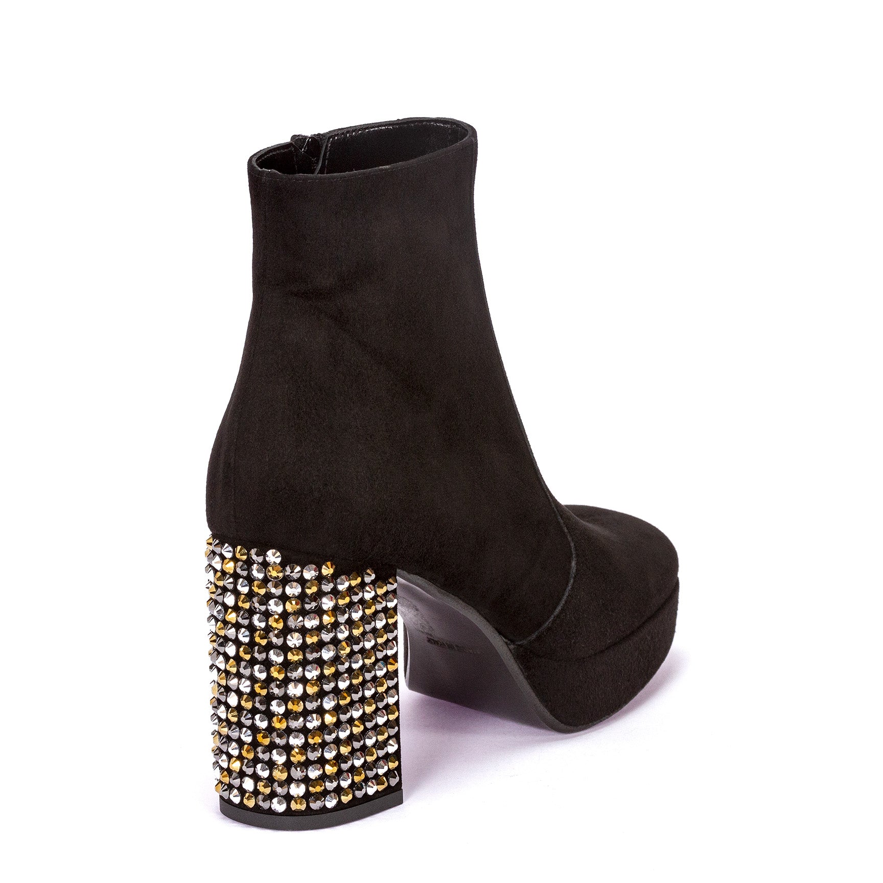 ELATA 90918 bottines daim noir talon strass 9 cm