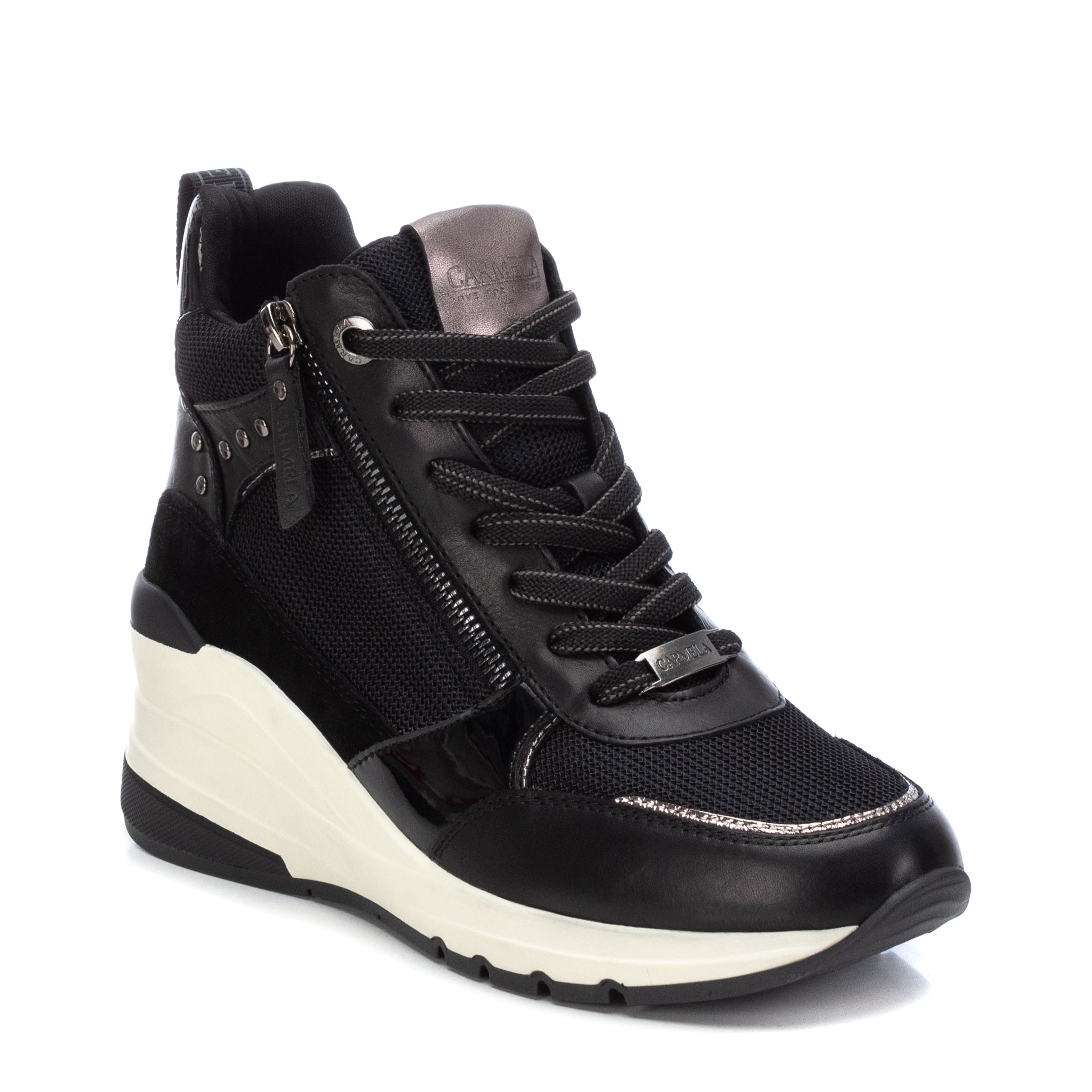 Carmela 16026201 baskets montantes femme noir compensé