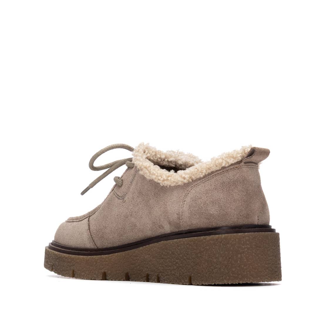Carmela 16266904 chaussure cuir taupe lacets plate