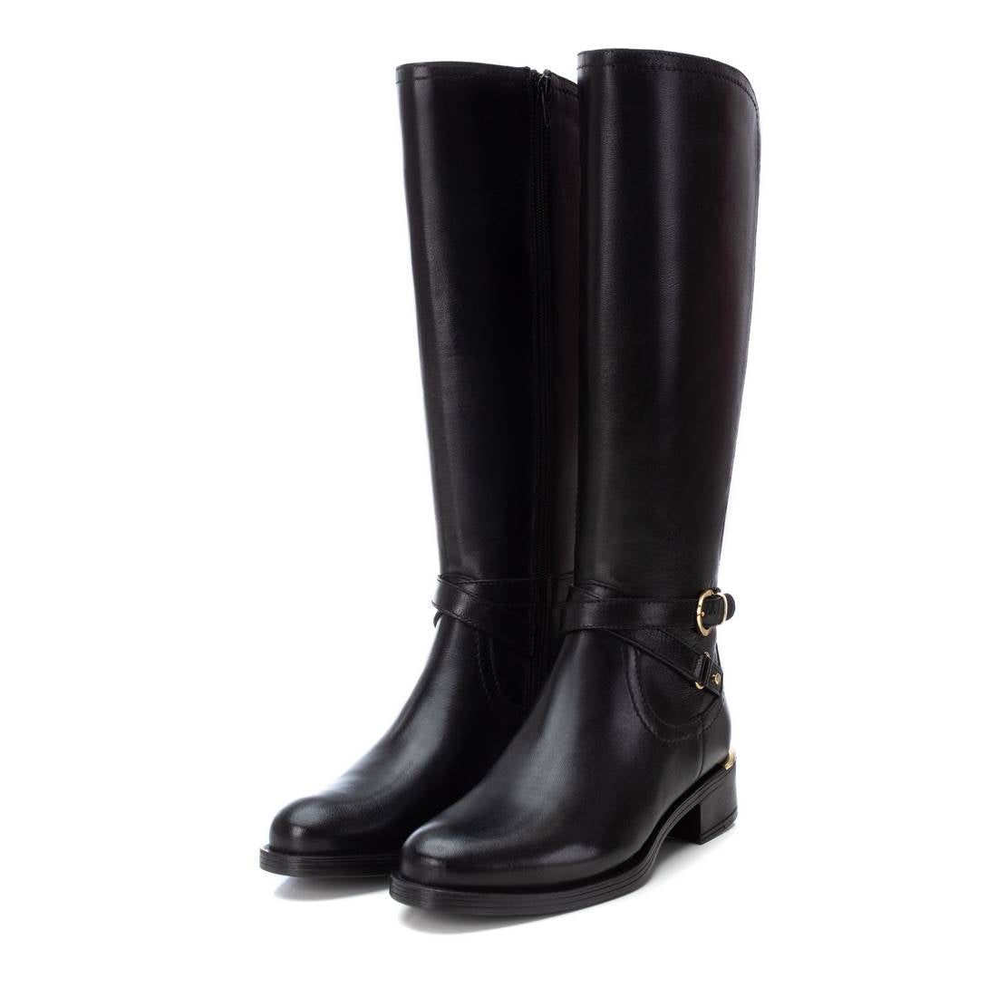 Carmela 16202001 botte motarde cuir noir talon bas