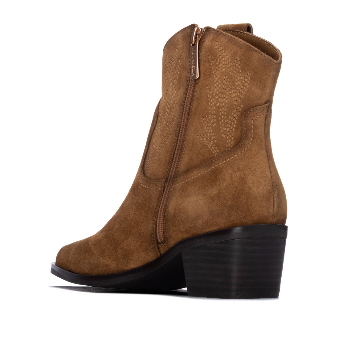 Carmela 16439001 bottine femme cuir camel talon bas