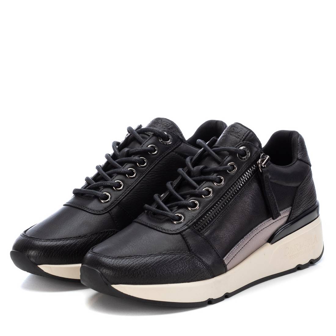 Carmela 16085003 sneakers cuir noir à zip