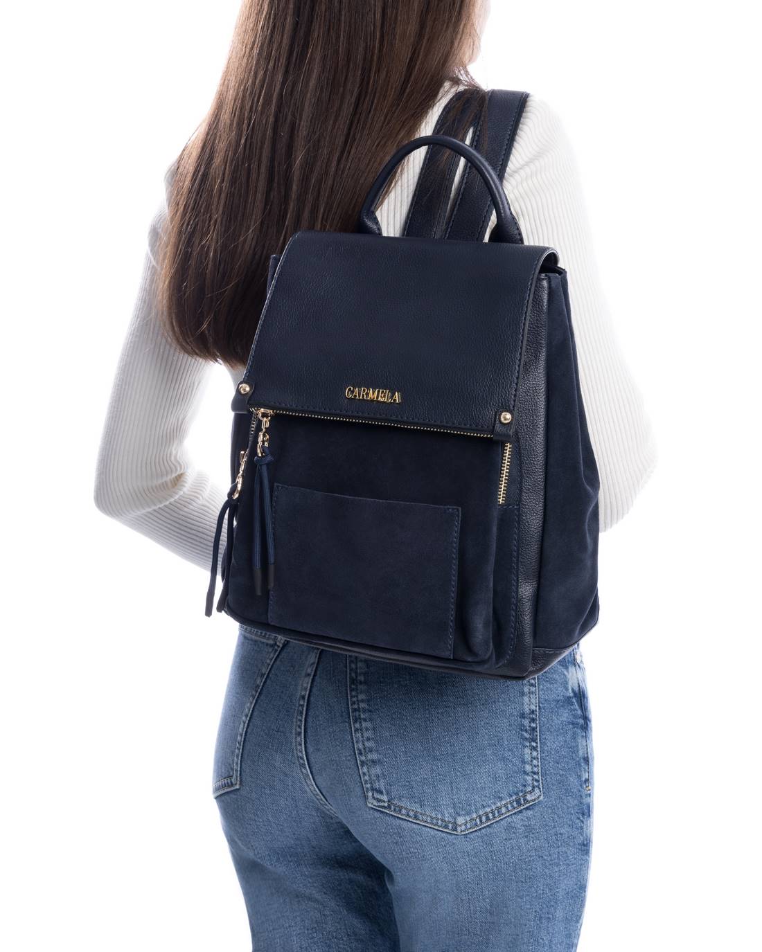 Carmela 18612201 sac à dos cuir bleu suède
