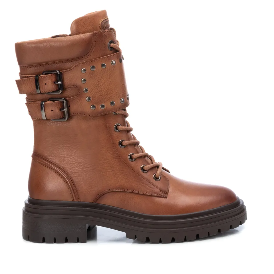 Carmela 16018402 bottine motarde marron cuir plat