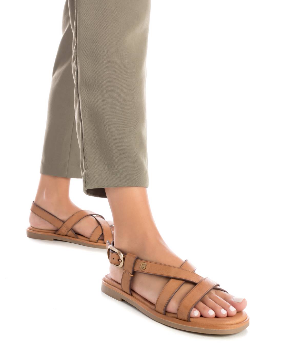 Carmela 16139902 sandales femme cuir marron plates