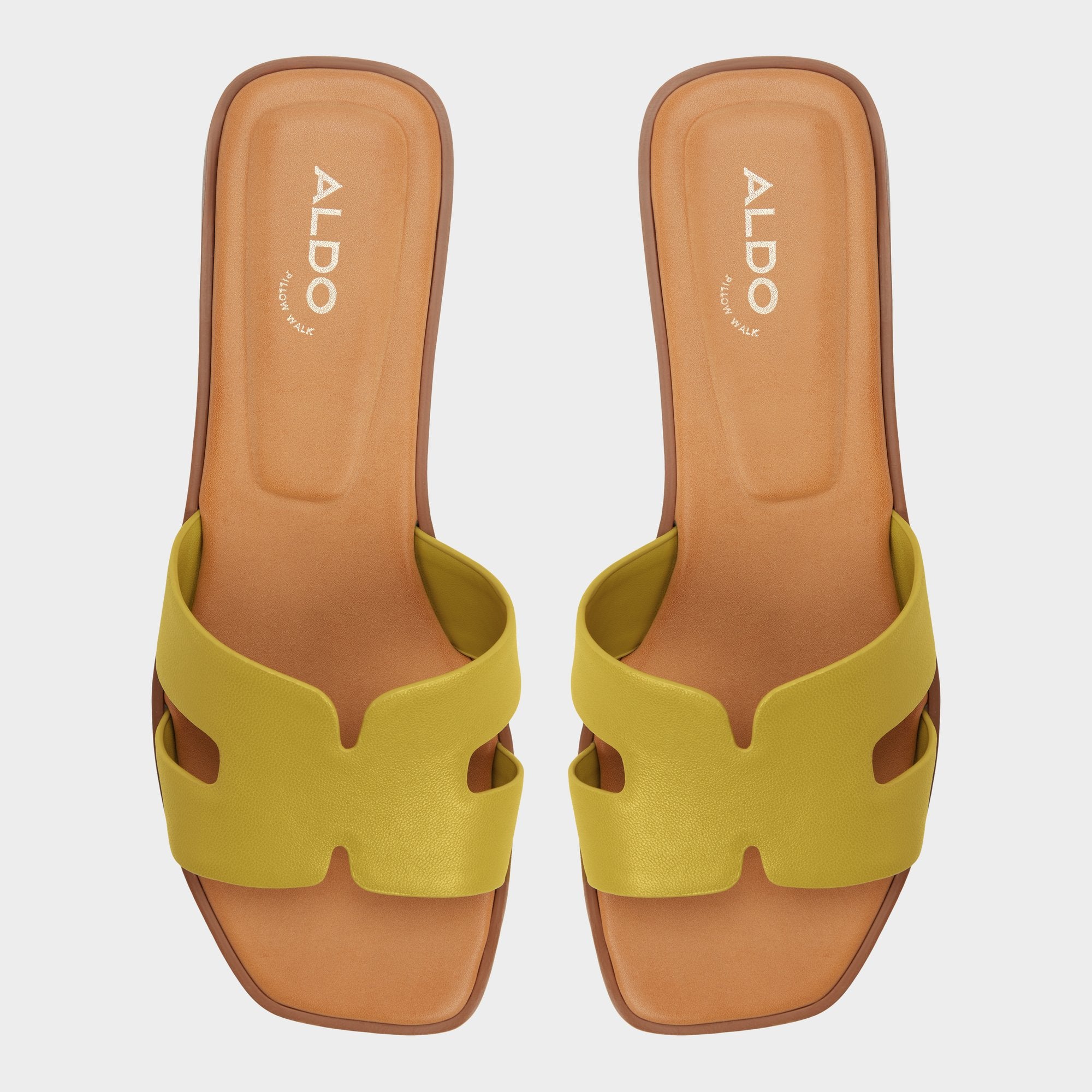 ALDO Itsandal sandale plate jaune moutarde