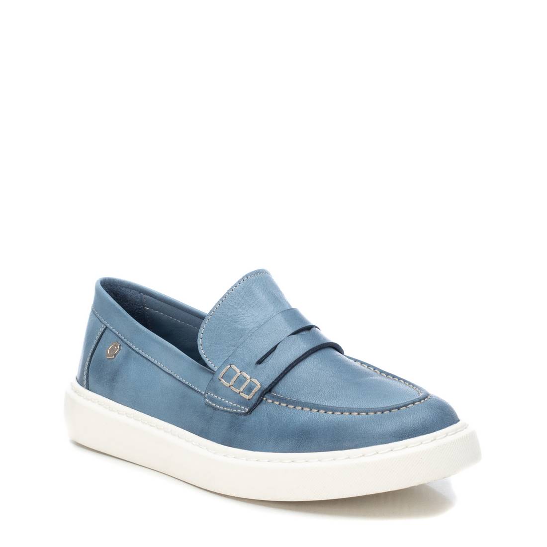 Carmela 16064009 mocassin cuir bleu semelle gomme