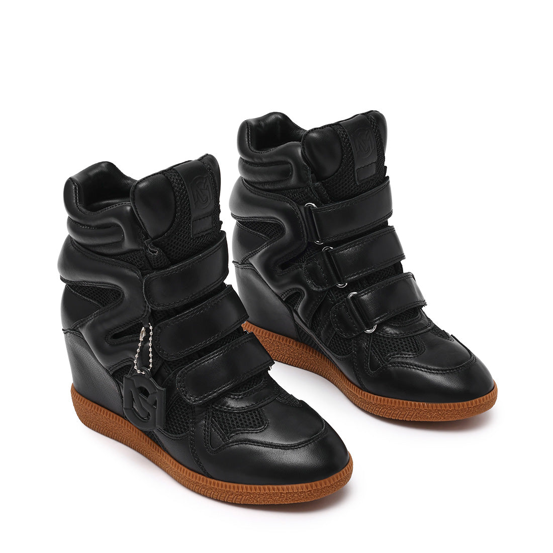 Steve Madden Mavis-LEA baskets cuir noir compensé 2,5 cm