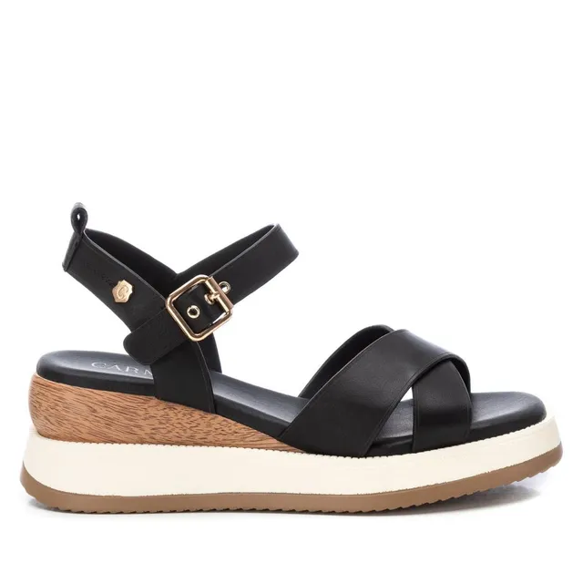 Carmela 16138904 sandale compensée femme cuir noir