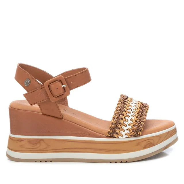 Carmela 16058901 sandale compensee marron raphia 8 cm