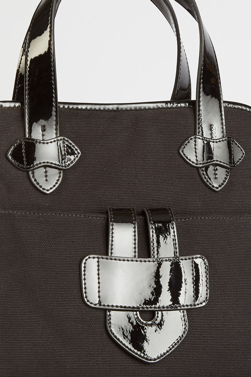 Tila March Zelig cabas noir toile coton cuir