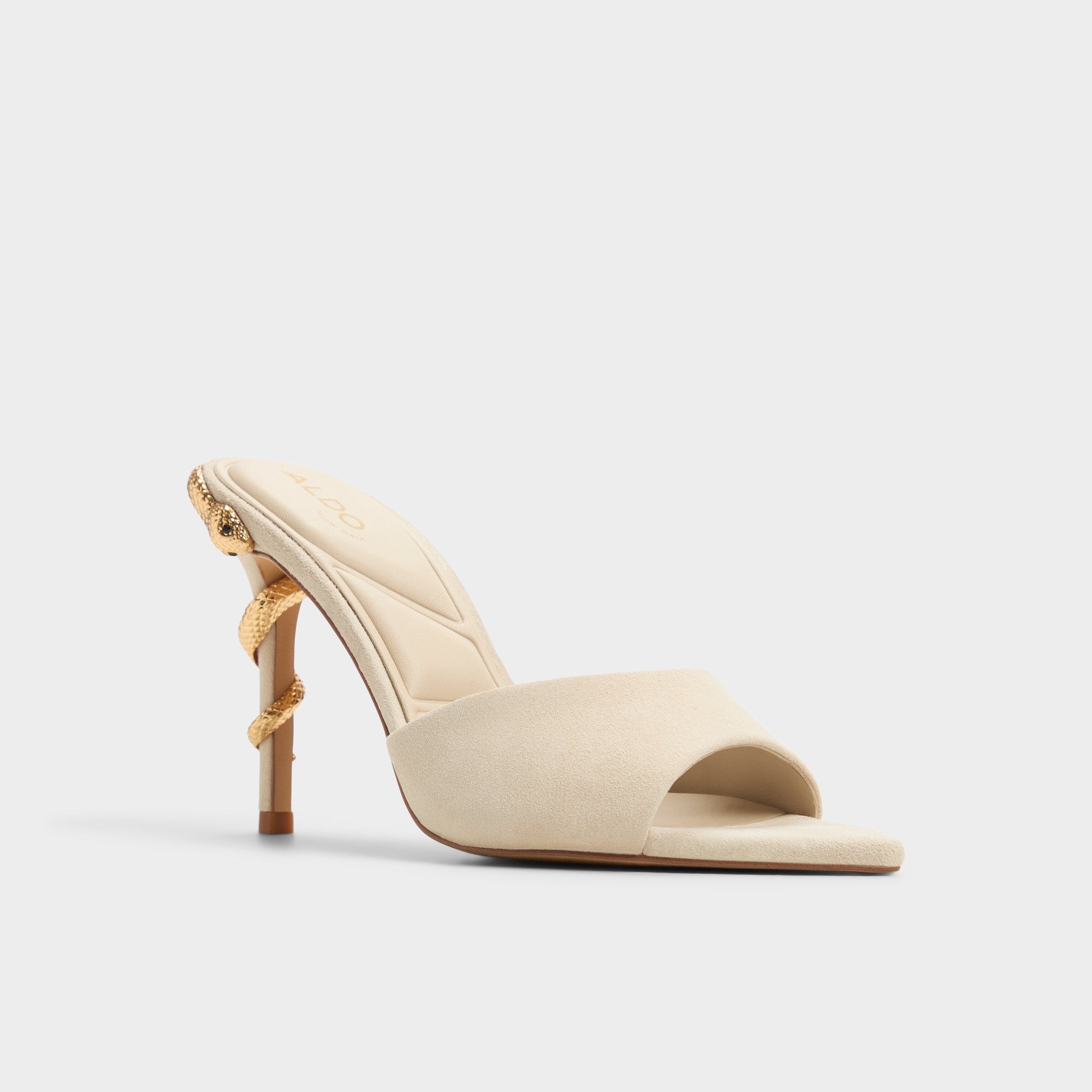 ALDO Seashella mules beige serpent talon aiguille