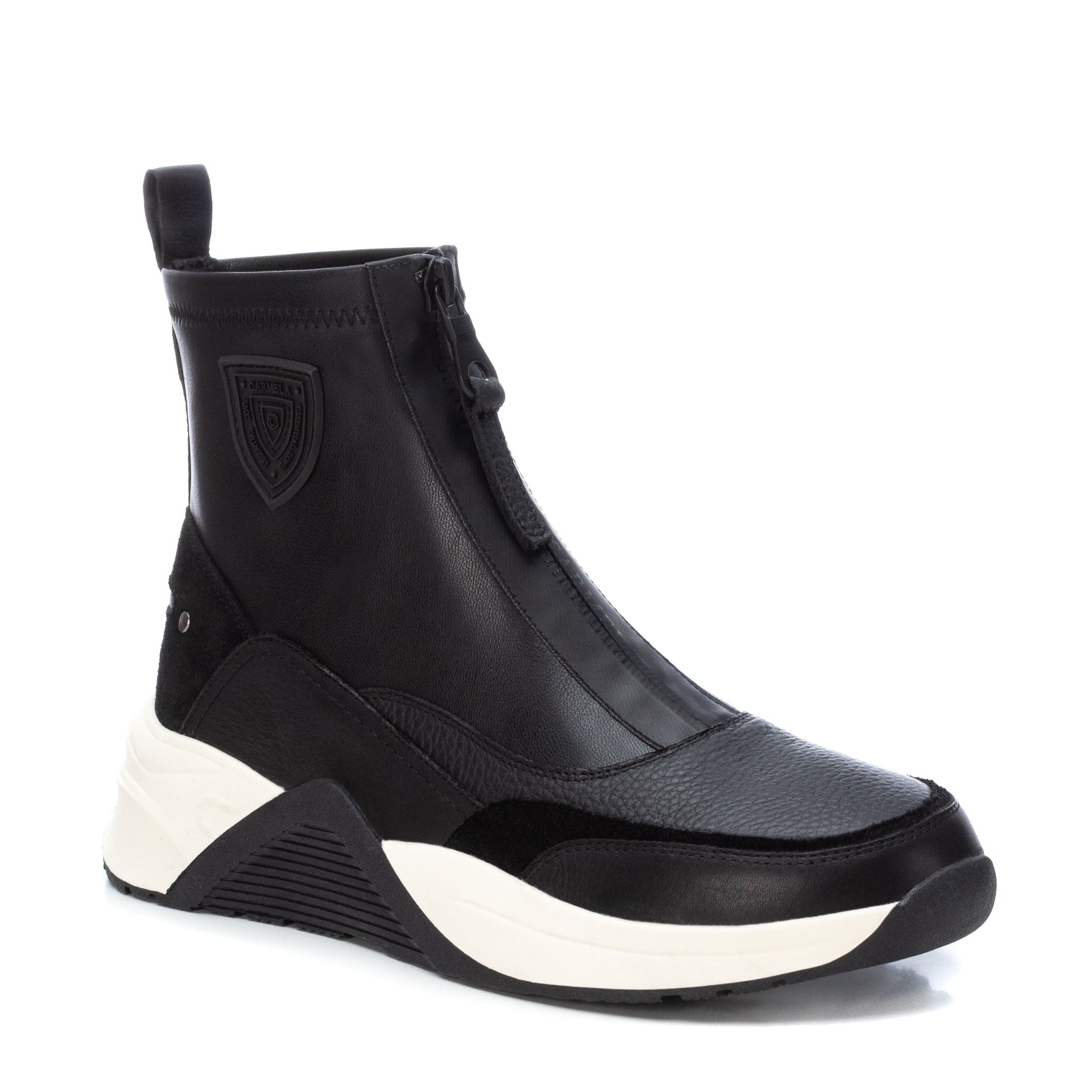 Carmela 16018001 basket montante noire cuir élastique