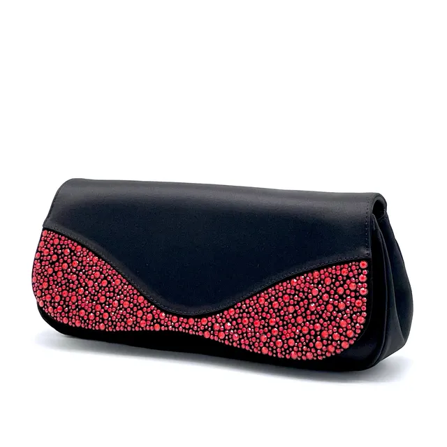 ELATA E760 sac soie noire strass corail 27 cm