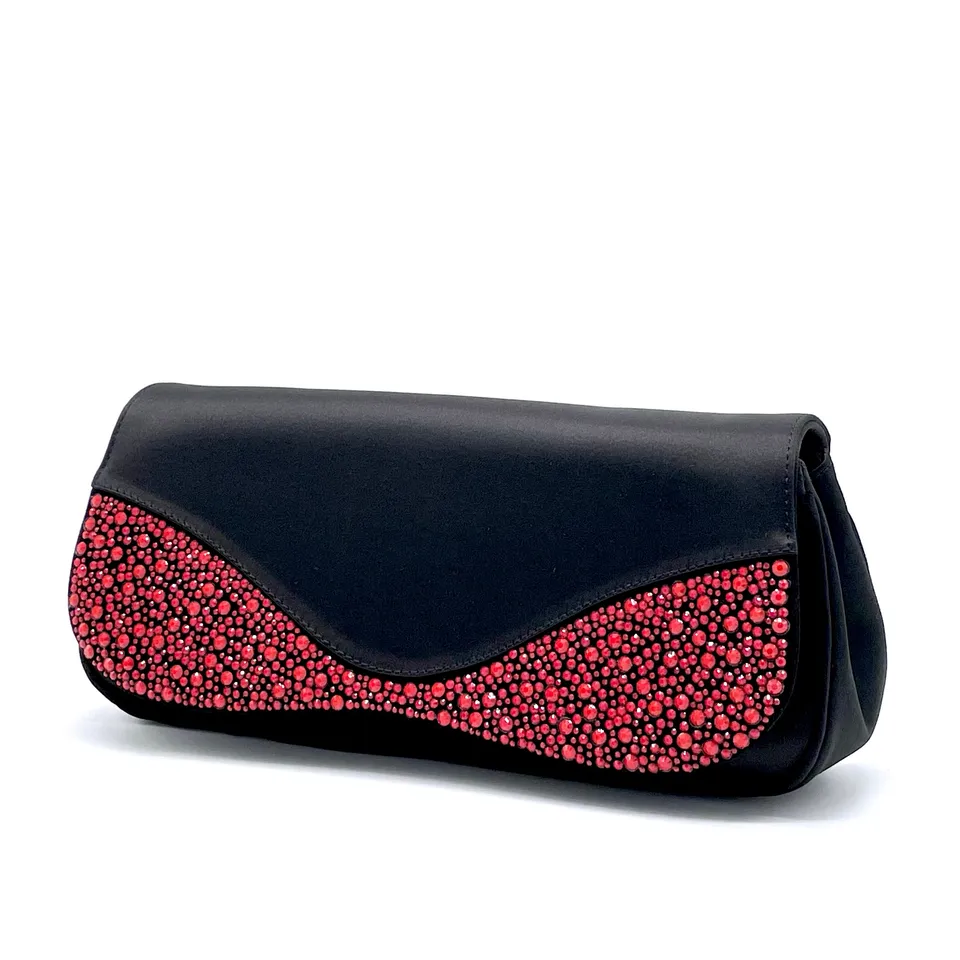 ELATA E760 sac soie noire strass corail 27 cm