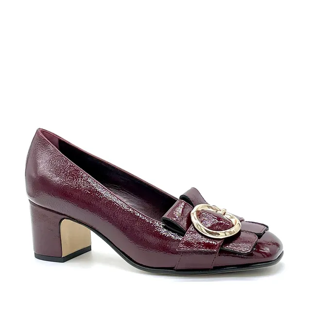 ELATA 53526 escarpins vernis bordeaux boucle dorée