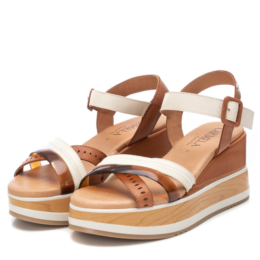 Carmela 16057402 sandales compensees femme camel cuir