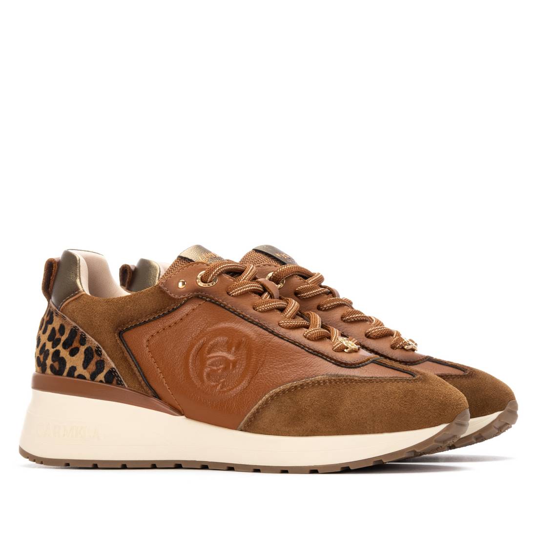 Carmela 16244103 baskets femme camel cuir lacets