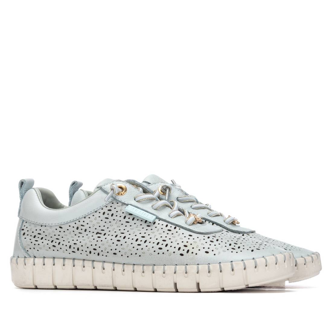 Carmela 16309905 basket cuir bleu ciel ajourée
