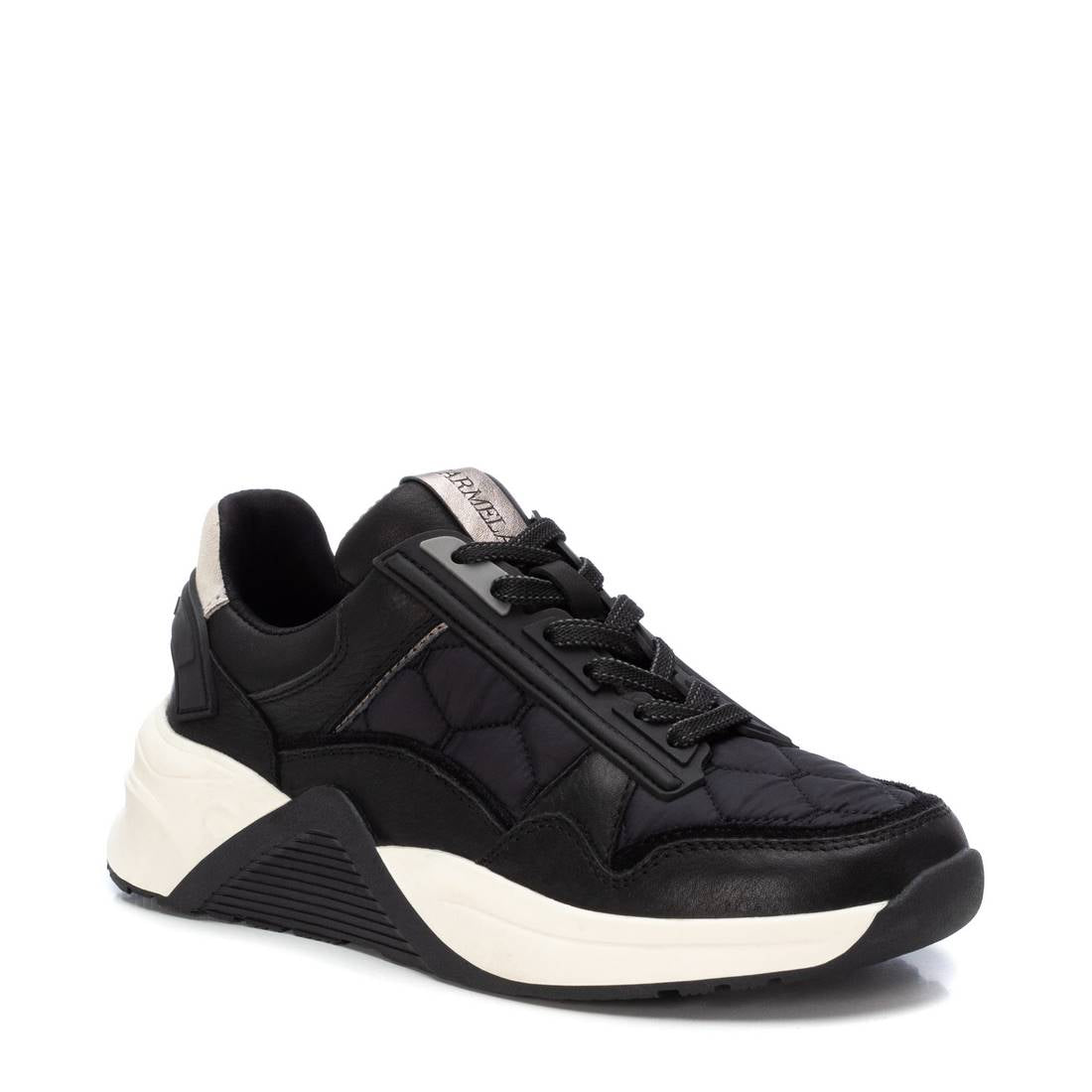 Carmela 16011502 basket femme cuir noir textile