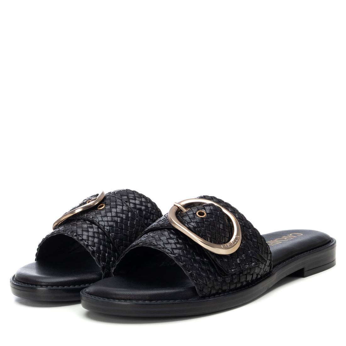 Carmela 16219803 mule cuir noir détail métal