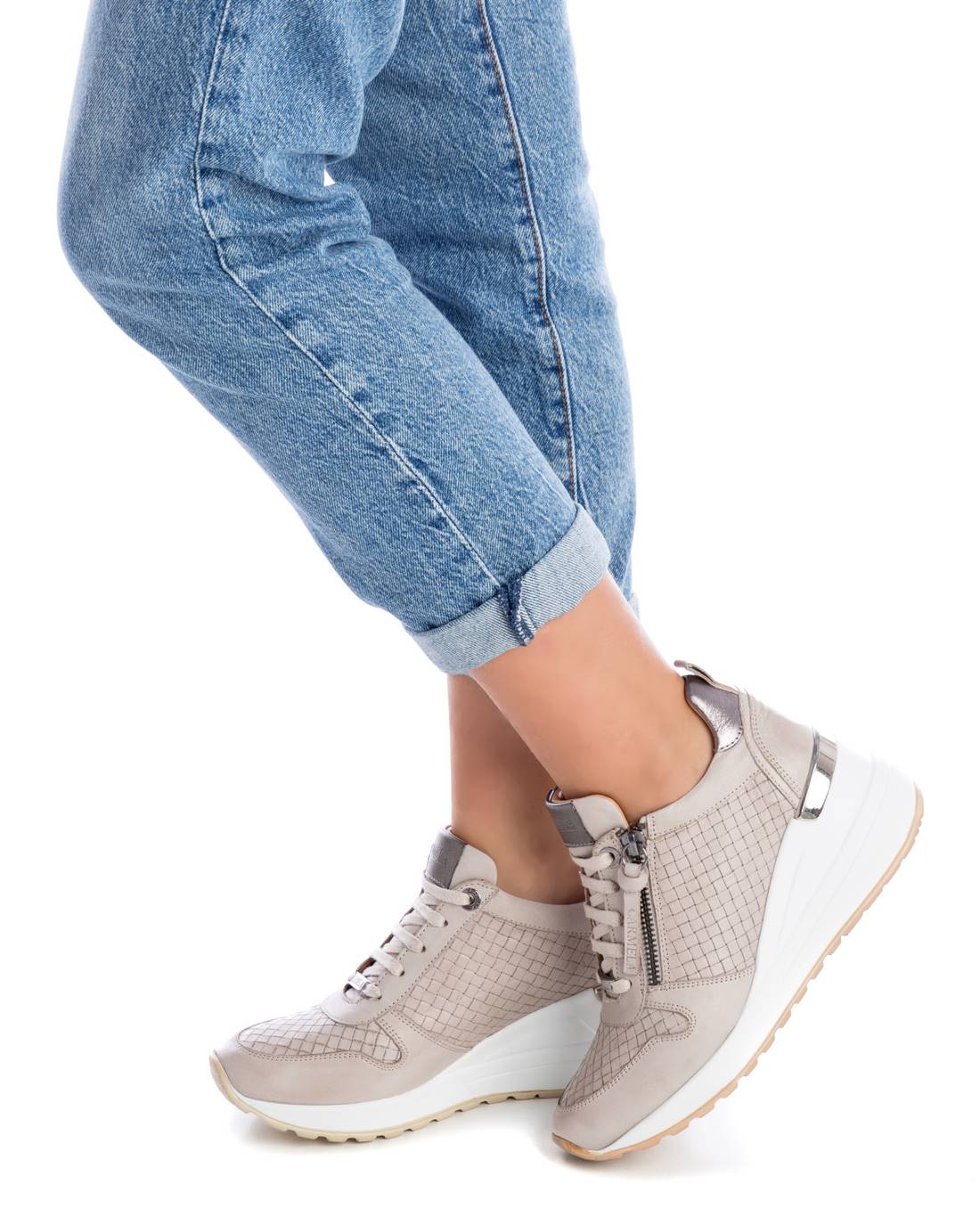 Carmela 16075602 baskets cuir blanc compensé 7 cm