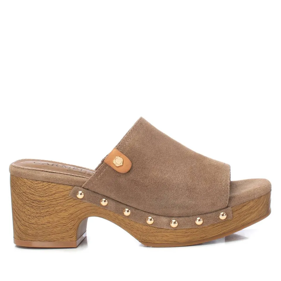 Carmela 16161205 sandale cuir marron talon bois