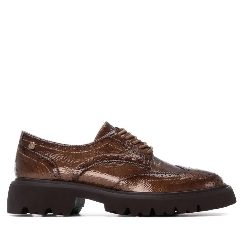 Carmela 16255002 chaussure lacets marron verni plat