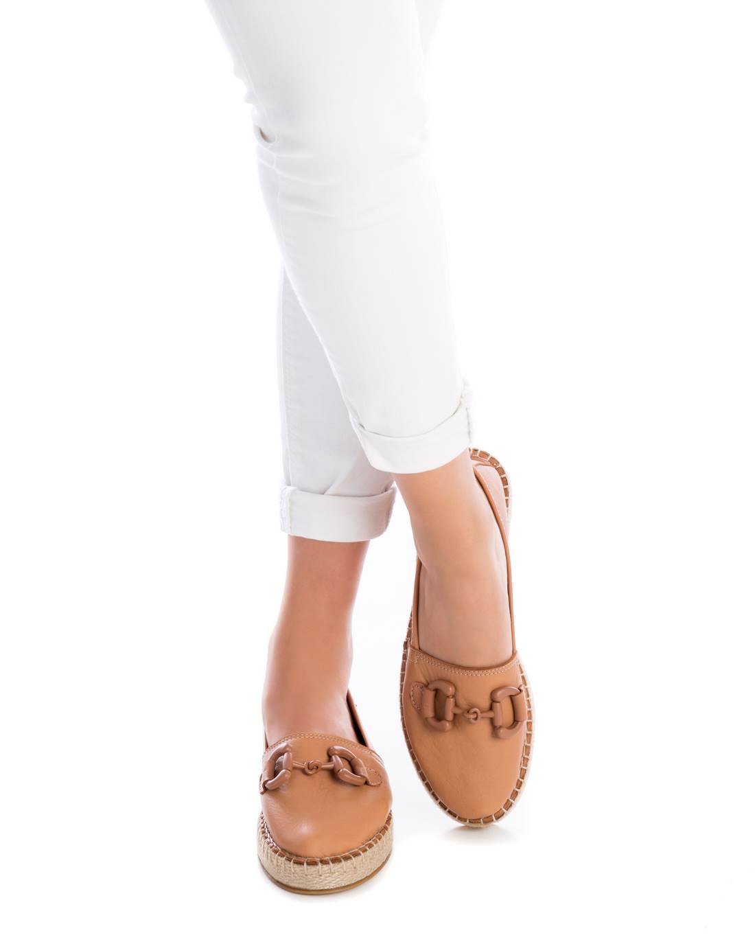 Carmela 16050601 espadrille cuir marron plate
