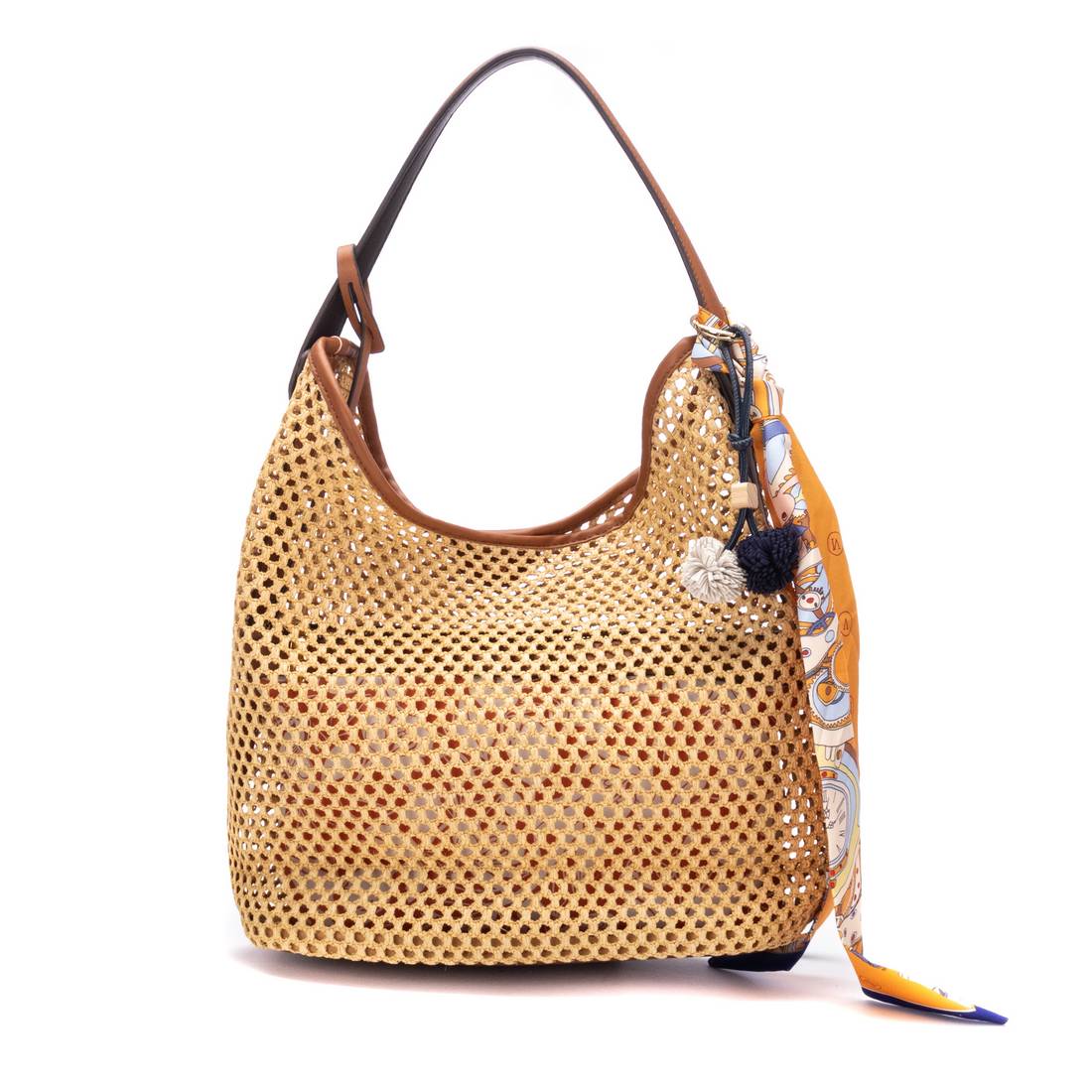 Carmela 18622201 sac épaule femme camel effet rafia
