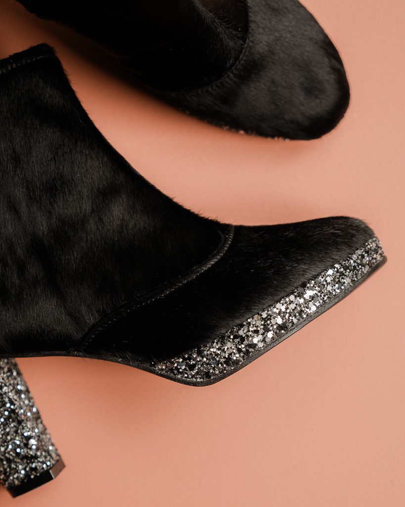Dessine Moi Un Soulier bottine plateforme poil noir chrome