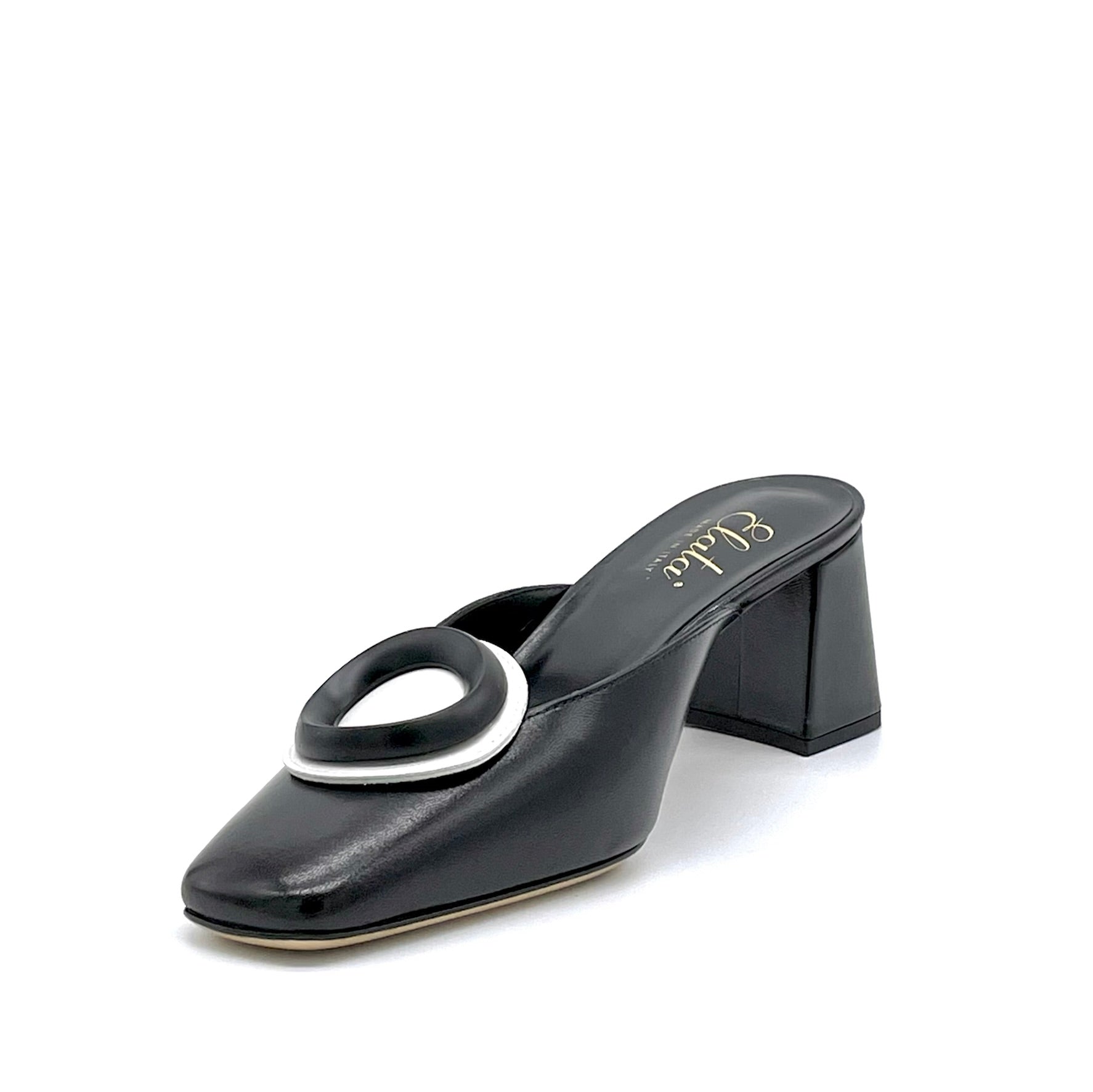 Elata 12157 sabot cuir noir circle talon 5,5 cm