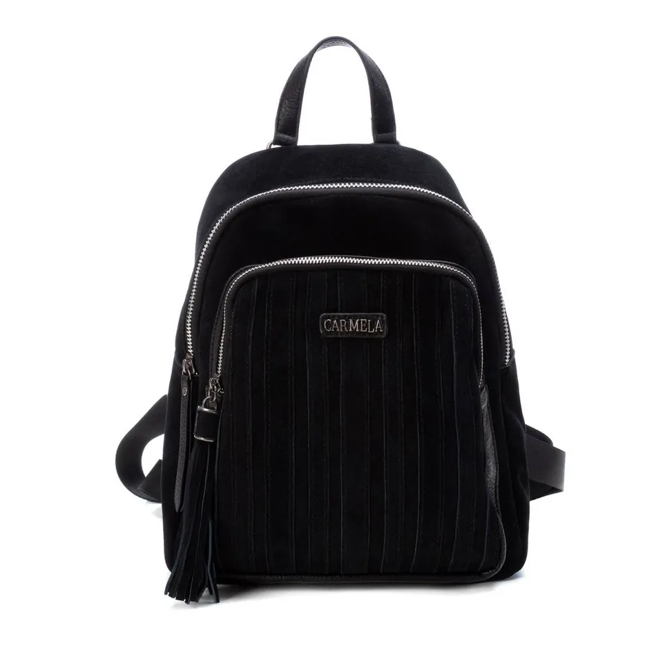 Carmela 18601001 sac à dos cuir noir franges