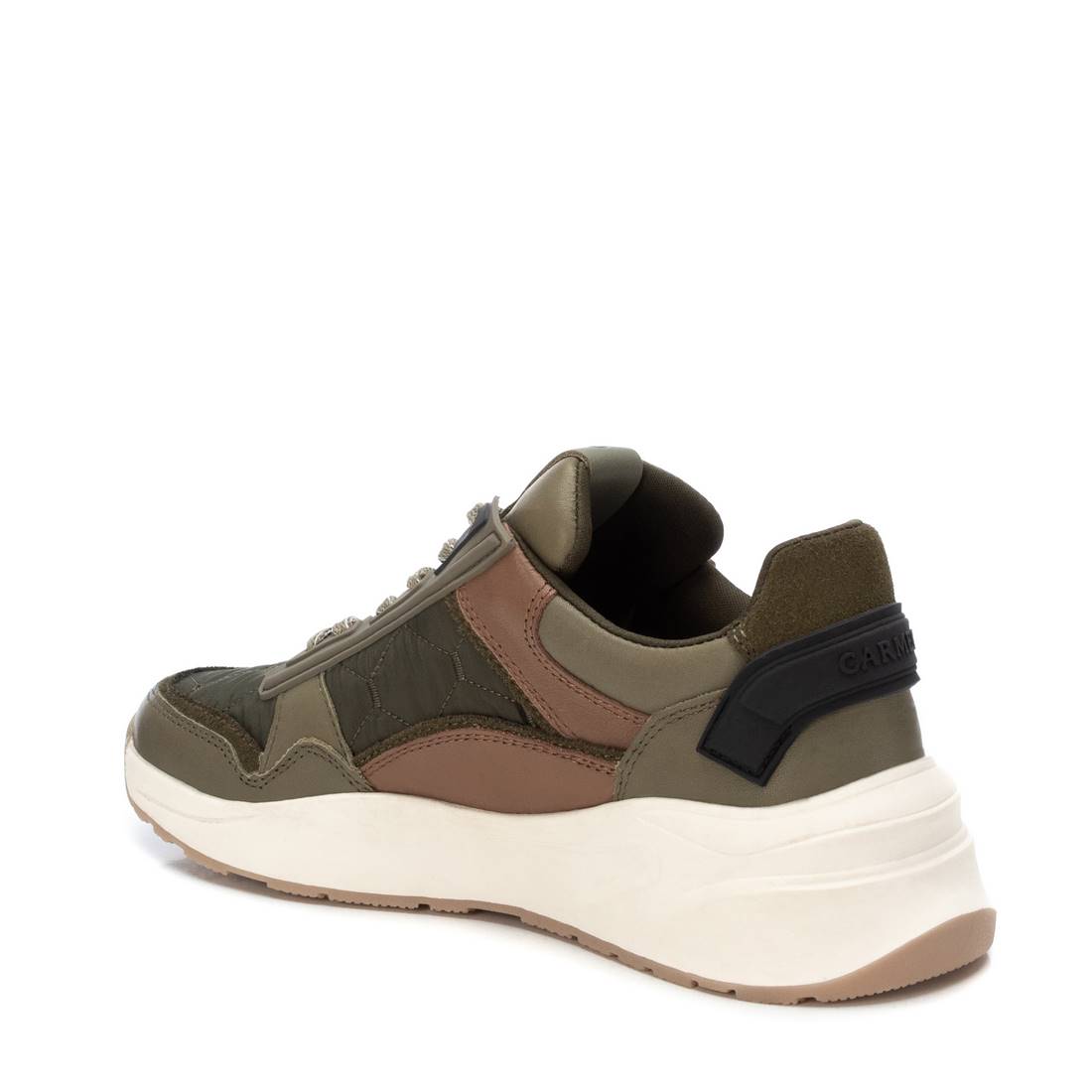 Carmela 16011501 basket cuir vert textile talon plat
