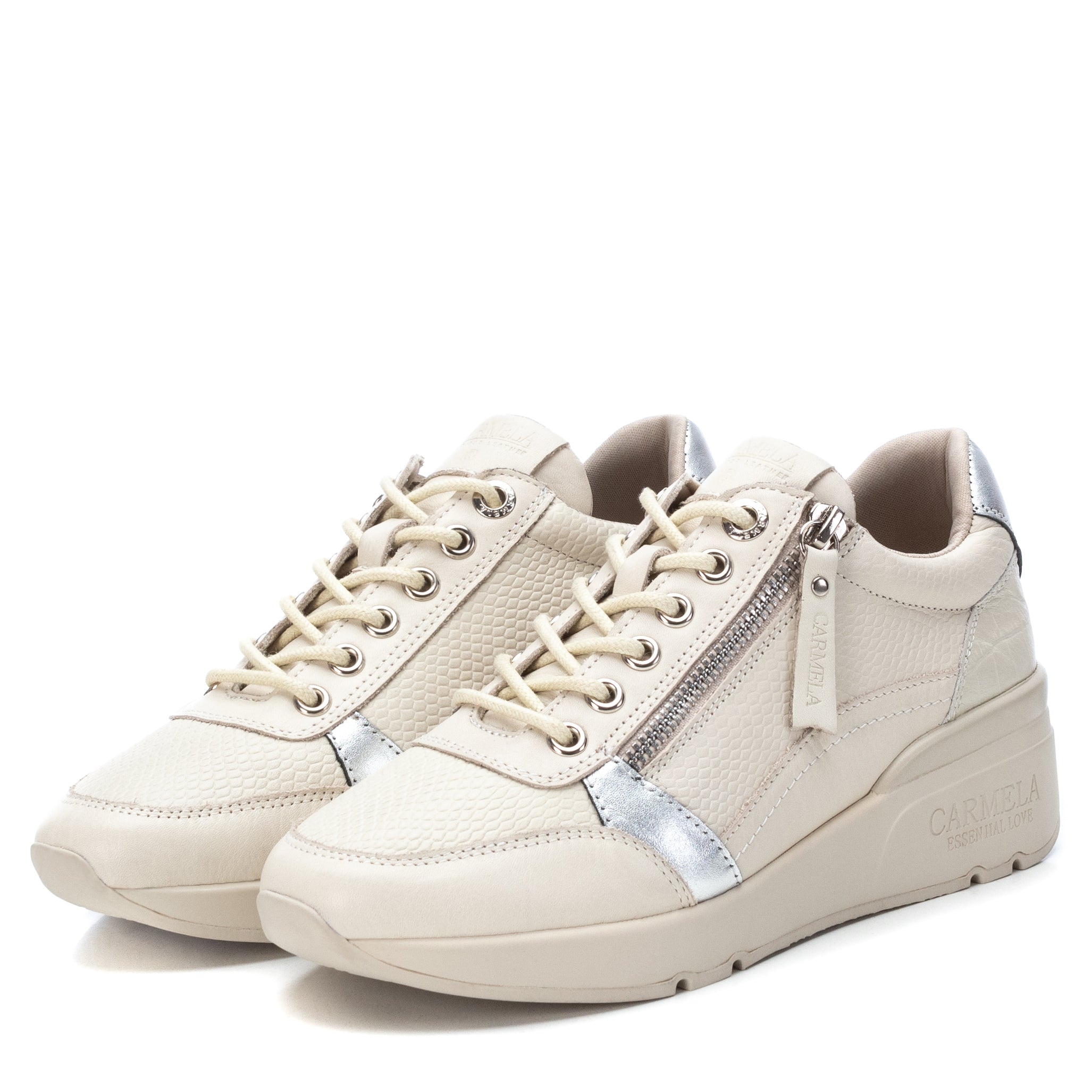 Carmela 16018203 sneakers cuir blanc zip latéral