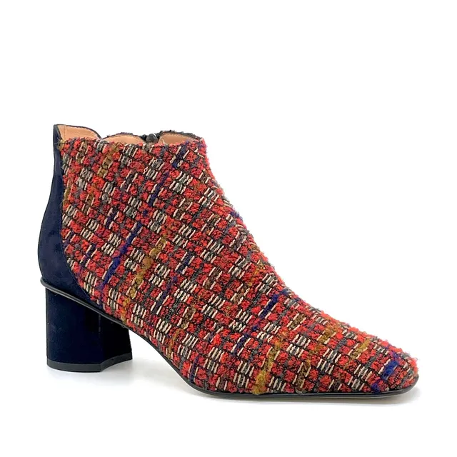 ELATA 54545 bottines bouclé rouge daim bleu talon 5,5 cm