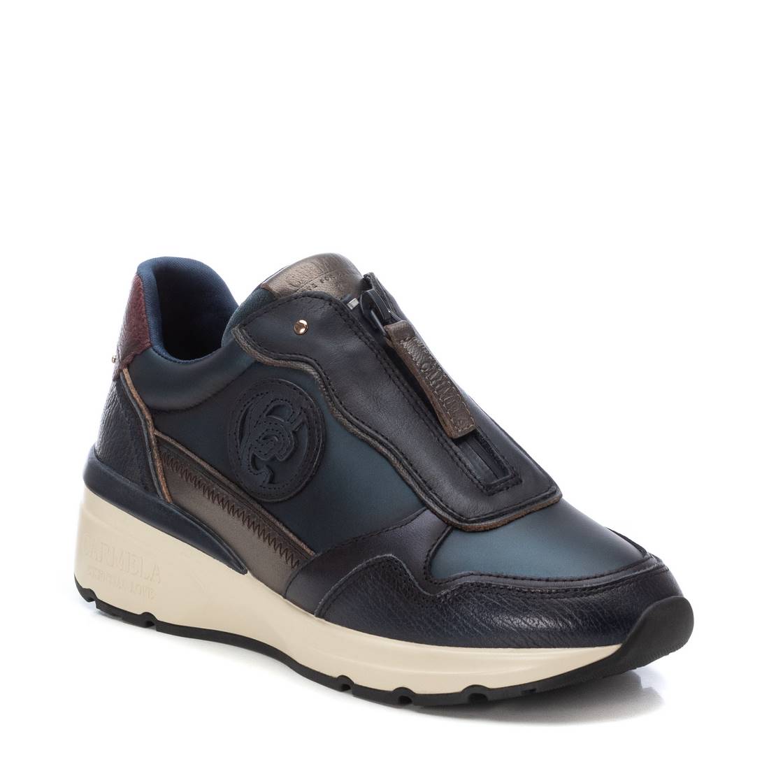 Carmela 16183005 basket cuir bleu plateforme
