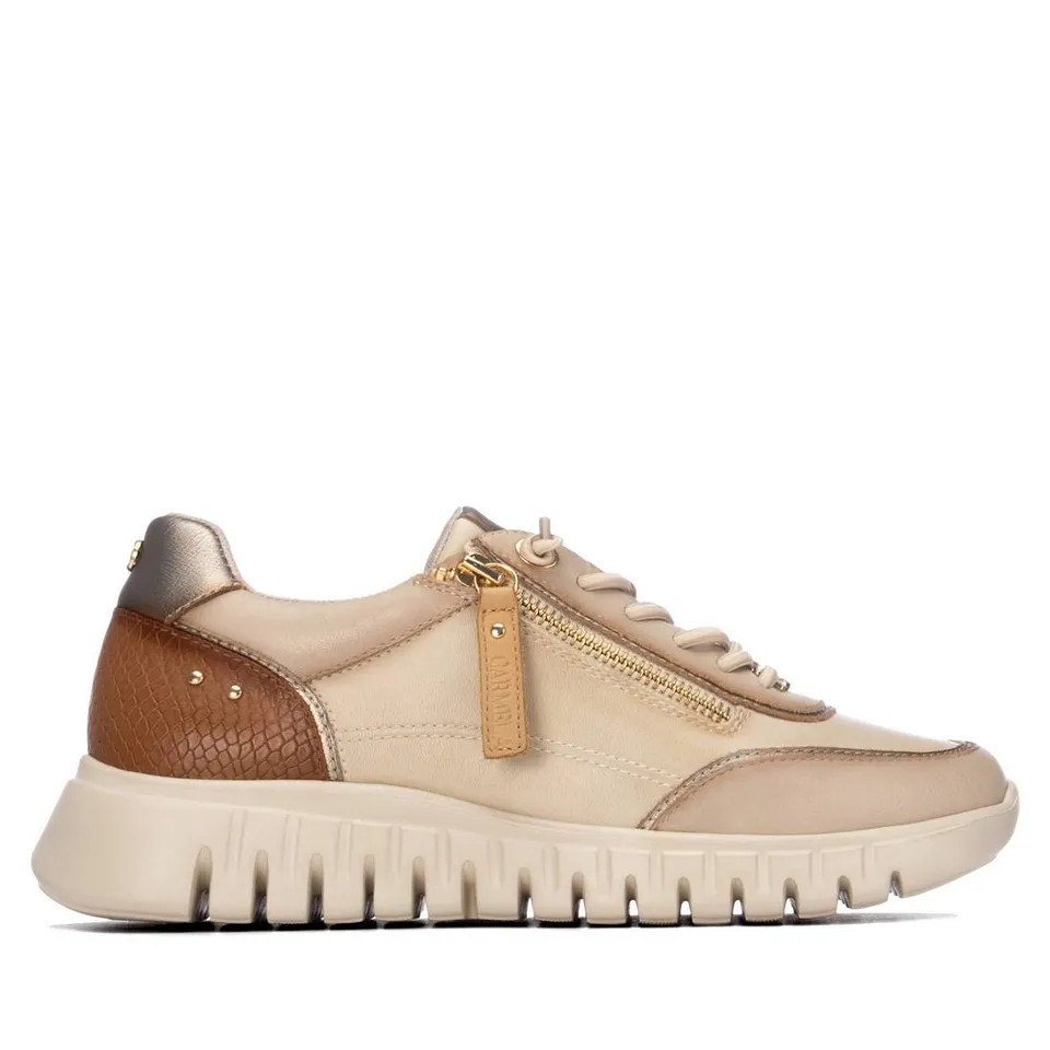 Carmela 16424401 basket cuir beige zip femme