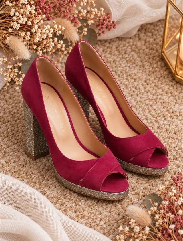 Dessine Moi Un Soulier escarpin brides croisees grenat 43