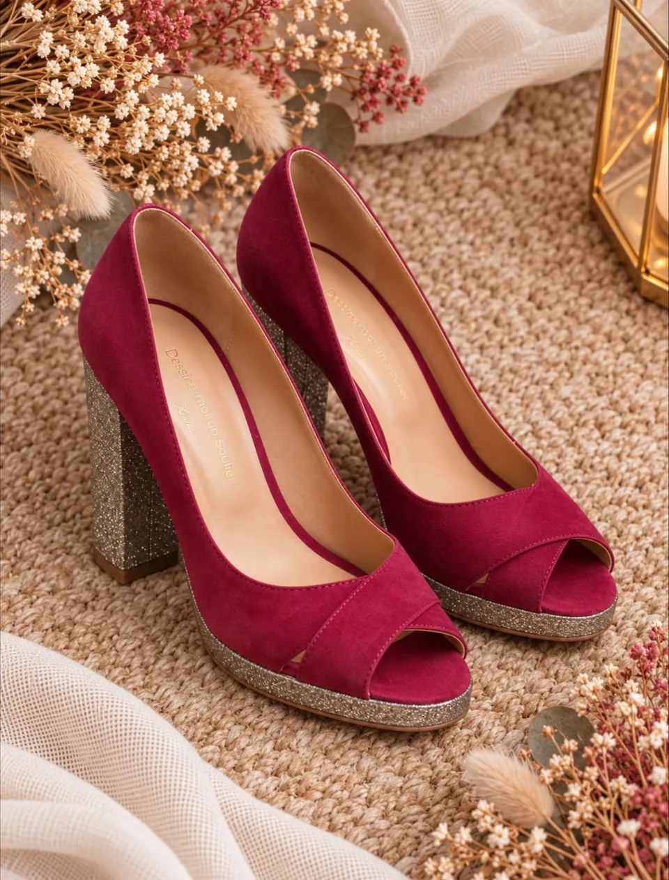 Dessine Moi Un Soulier escarpin brides croisees grenat 43