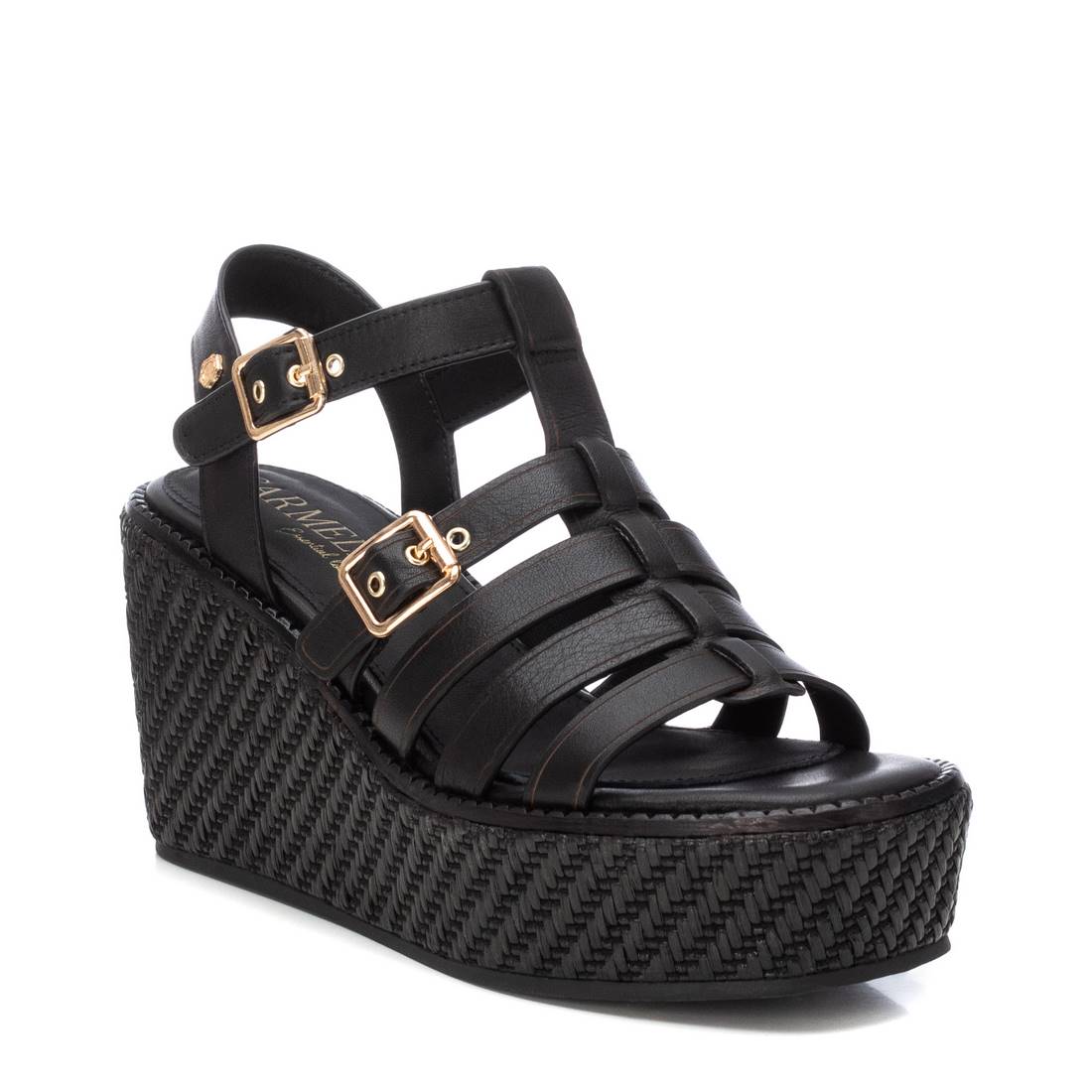 Carmela 16138804 sandales cuir noir compensées