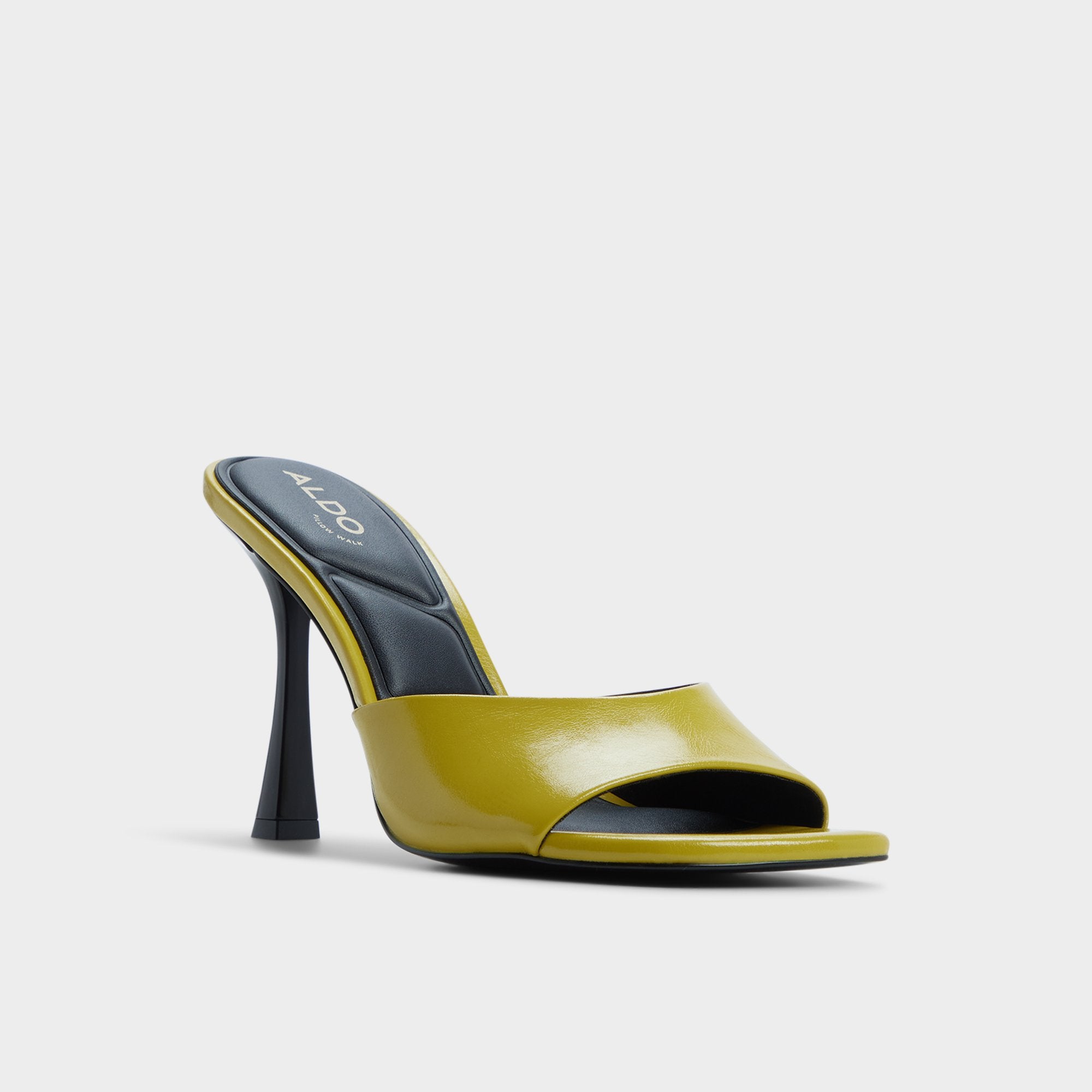 ALDO Evadalia escarpins vernis vert lime talon evase