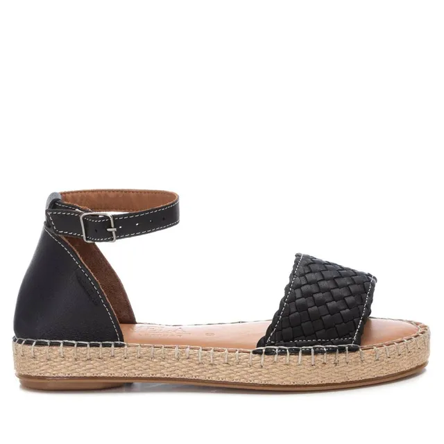 Carmela 16047905 sandales cuir noir jute