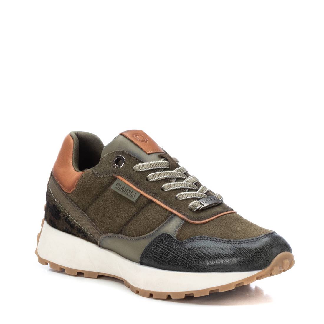 Carmela 16086203 baskets femme vert cuir véritable plate